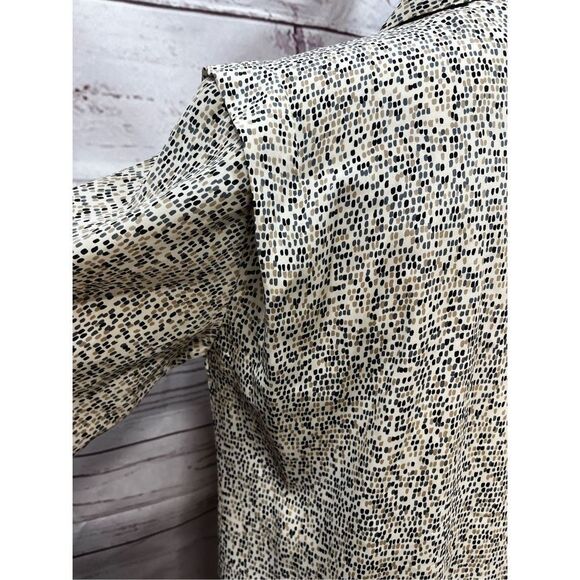 Vintage Long Sleeve Button Up Blouse Top Abstract Print Neutral Career - Picture 3 of 5